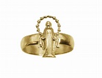 24K Yellow Gold Plated Nativity Blessed Virgin Mary Ring Jewelry pick ...