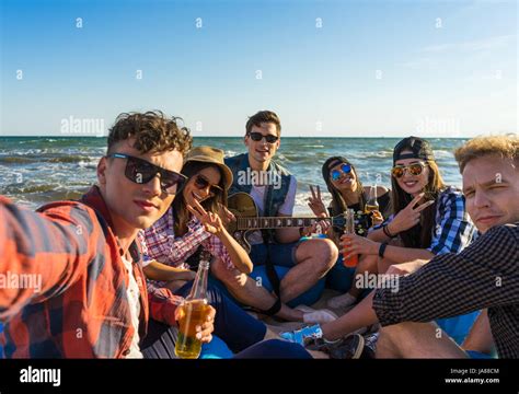Group Of Friends Having Fun At The Beach Stock Photo Alamy