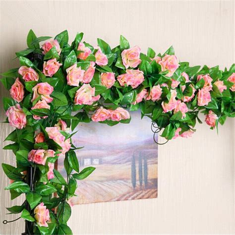 Decorate your bedroom wall with it for valentine's day or spring. 245cm Wedding decoration Artificial Fake Silk Rose Flower ...