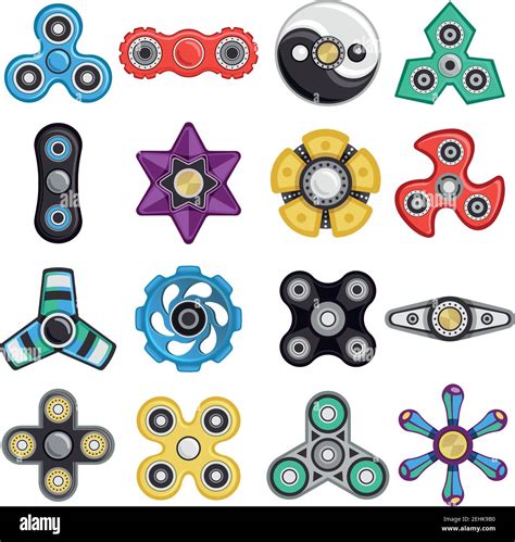 Colorful Hand Fidget Spinners Of Different Shape Toys For Stress Relief