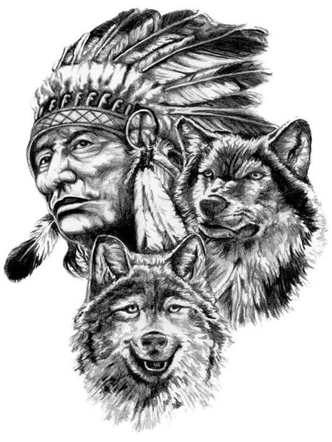 Indian Man And Wolves By Rhymeswithbyke Indian Tattoo