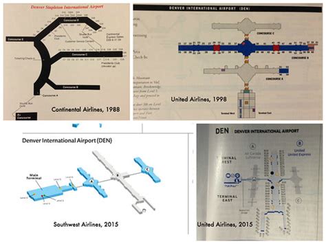 Denver Airport Terminal Maps 1988 2015 Four Airline