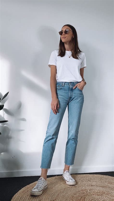 white tshirt and blue jeans styled for every season jeans outfit women casual outfits jeans