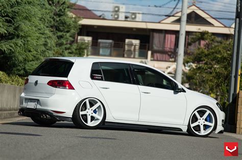 Customized White Vw Golf Gti On Color Matched 5 Spoke
