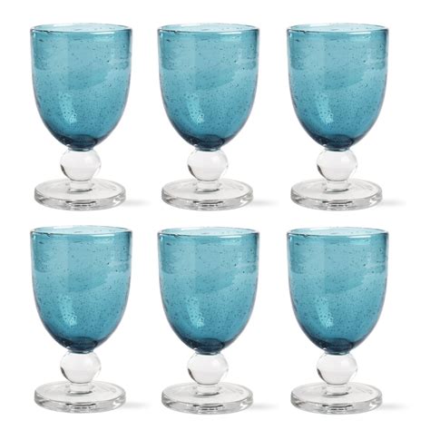 Tag Bubble Glass Goblet Set Of 6 Teal Home Dining And Entertaining Table Linens Placemats