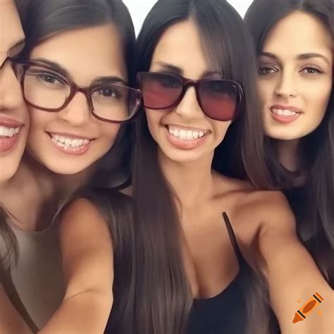 Group Selfie Of Beautiful Brunette Models On Craiyon