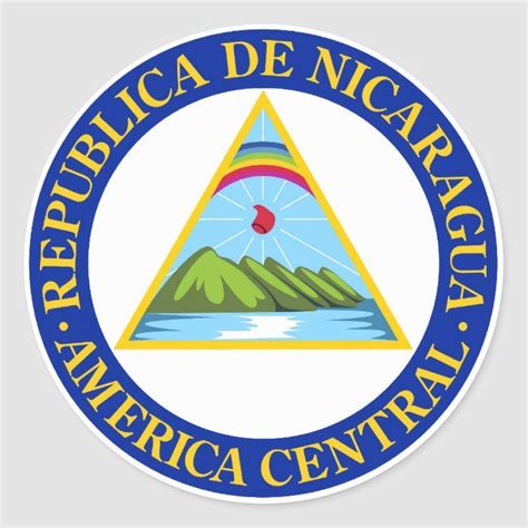 Nicaragua Flag Emblem Coat Of Arms Symbol Classic Round Sticker Zazzle Nicaragua Flag
