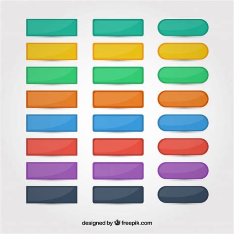 Colors Web Buttons Set Vector Free Download