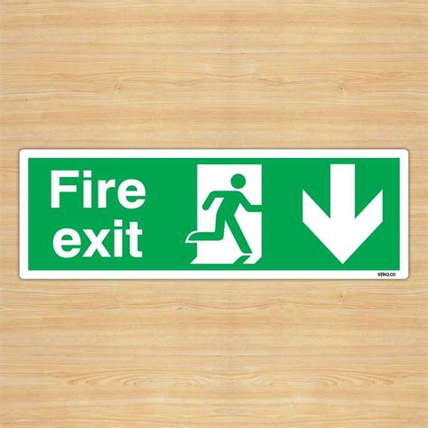 British Standard Fire Exit Safety Sign Direction Self Adhesive Vinyl