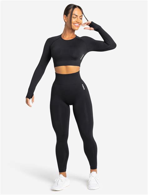 Move Seamless Long Sleeve Crop Top Black Pursue Fitness