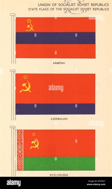 Ussr Flags Union Of Socialist Soviet Republics Armenia Azerbaijan