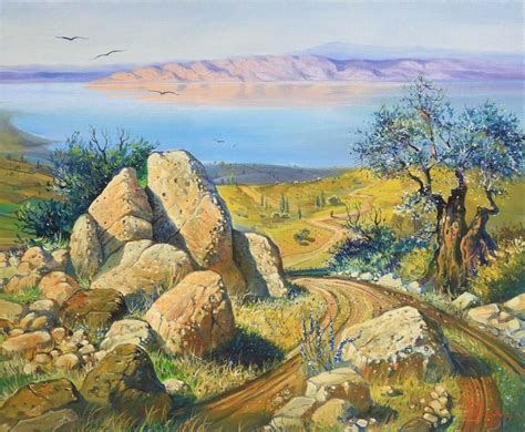 Nature Painting Sea Of Galilee By Alex Levin