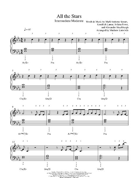 Free yuriyurarararayuruyuri daijiken piano sheet music is provided for you. All The Stars by Kendrick Lamar & SZA Piano Sheet Music | Intermediate Level