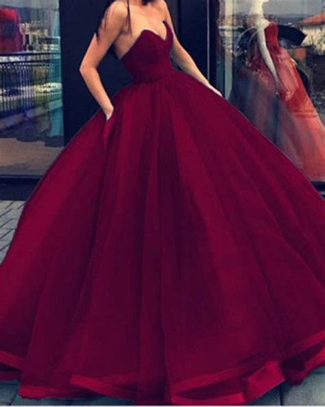 Burgundy Wine Red Princess Ball Gown Debutante Prom Dresses Strapless