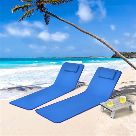 Costway 3 Piece Beach Lounge Chair Mat Set 2 Adjustable Lounge Chairs