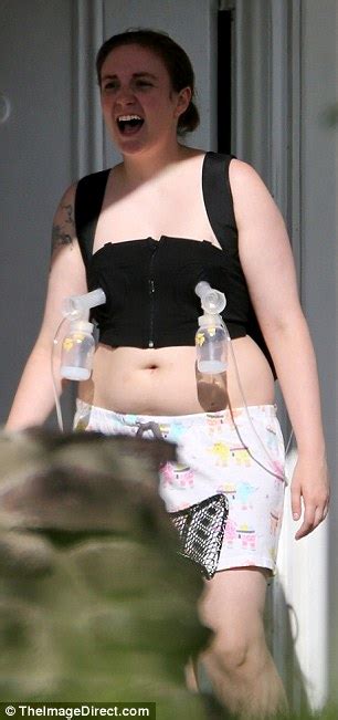 Lena Dunham Dons Breast Pump On The Ny Set Of Hbo S Girls Daily Mail Online