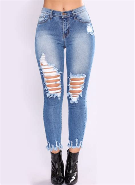 Destroyed Ripped Stretch Faded Slim Fit Skinny Denim Jeans Stylesimo Com