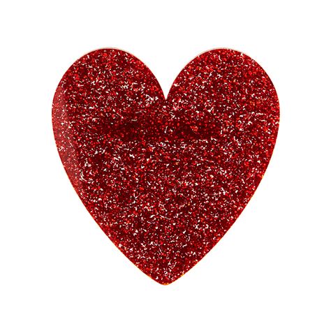 Glitter Red Heart Brooch Little Moose Playful Acrylic Jewellery