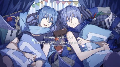 All Male Aqua Eyes Blue Hair Flowers Kaito Male Rose Scarf Short Hair Valentine Vocaloid Ziling