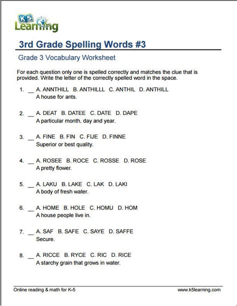 The third grade spelling words curriculum below spans 36 weeks and includes a master spelling list and five different printable spelling activities per 3rd grade master spelling list (36 weeks/6 pages) download master spelling list (pdf) this master list includes 36 weeks of spelling lists, and covers. 3rd grade spelling words | Vocabulary worksheets, 3rd grade spelling words, Spelling worksheets
