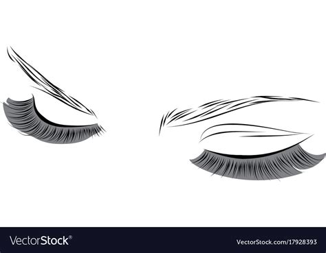 closed female eyes drawing long eyelashes vector image