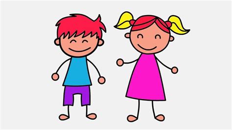 How To Draw Boy And Girl Coloring Page For Kids Learn Art Color For