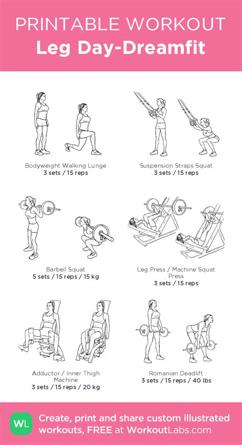 Leg Day Workout Plan Pdf For Women Workout For Beginner