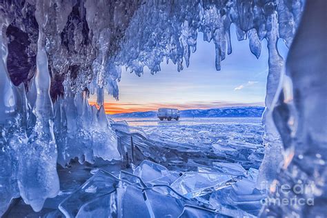 Ice Cave At Baikal Lake Russia By Wachirawit Narkborvornwichit