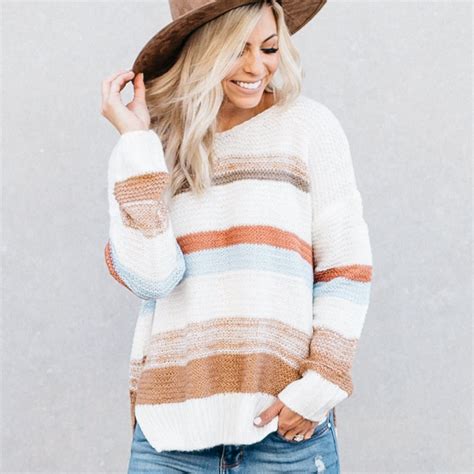 Fall Striped Sweater 3 Colors Sweater Fashion Sweater Outfits Fall