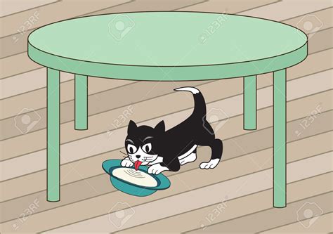 cat under table clip art