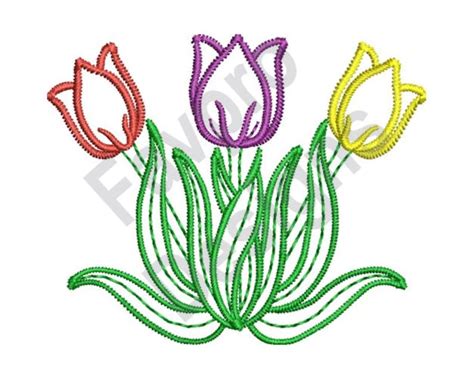 Tulips Machine Embroidery Design Etsy