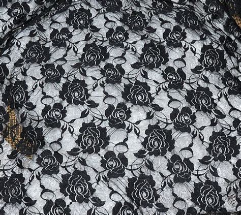 black stretch lace fabric by the yard wedding lace by lacefabrics 5 90 black rose flower