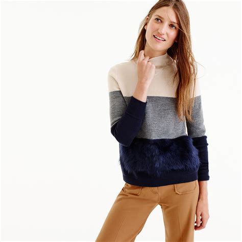 Collection Colorblock Shearling Sweater Pullovers Jcrew Women