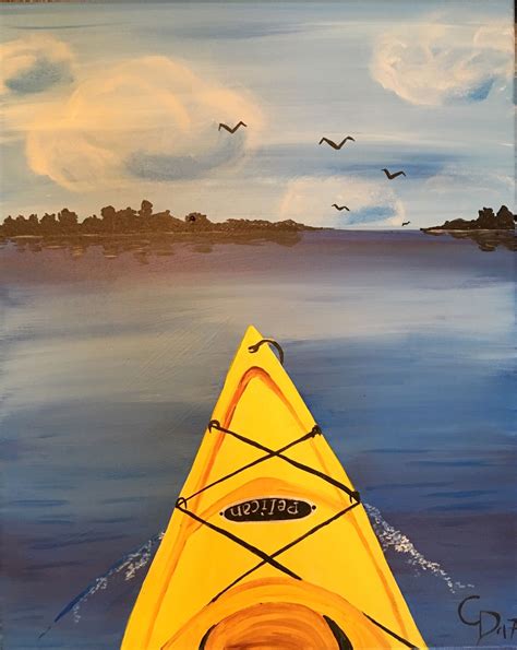 Connie Kayak Adventure Boat Painting Acrylic River Painting Simple