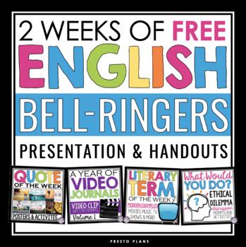 Free English Bell Ringers Volume By Presto Plans Tpt