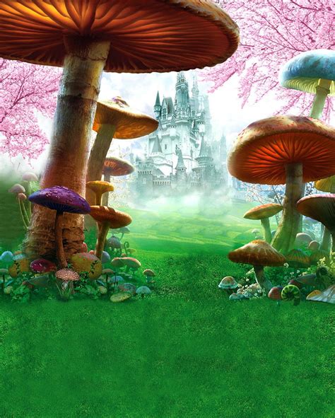 Mushroom Photography Backdrop Castle Kids Vinyl Backdrop For Photograp