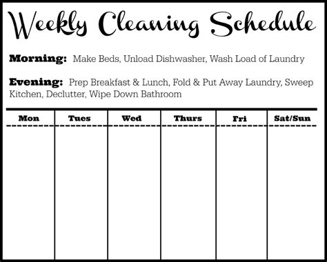 Blackandwhite Weekly Cleaning Schedule Template Download Printable Pdf