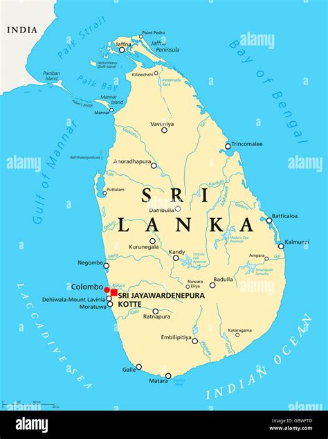 Sri Lanka Political Map With Capitals Sri Jayawardenepura Kotte And