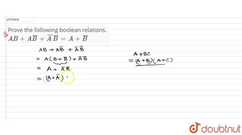 prove the following boolean relations `ab abar b bar a bar b a bar b ` youtube