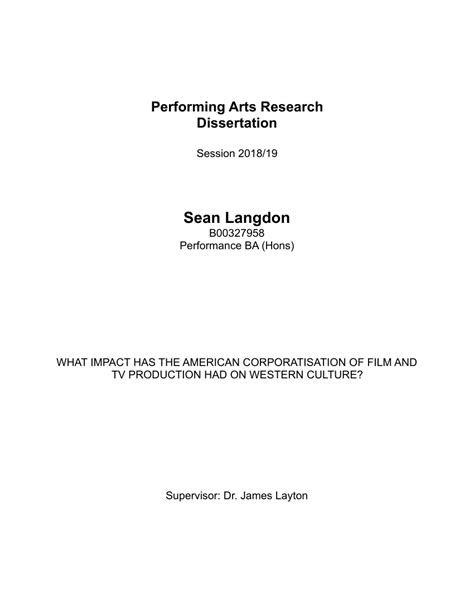 In fact, students can even buy an entire dissertation from various websites what sell. (PDF) Performing Arts Research Dissertation