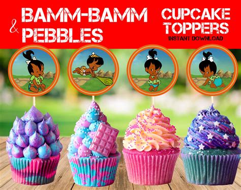 African American Bamm Bamm And Pebbles Cupcake Topper Etsy