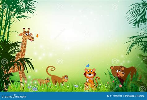 Fondo Animal Temático De La Selva O Del Parque Zoológico Stock de ilustración Ilustración de