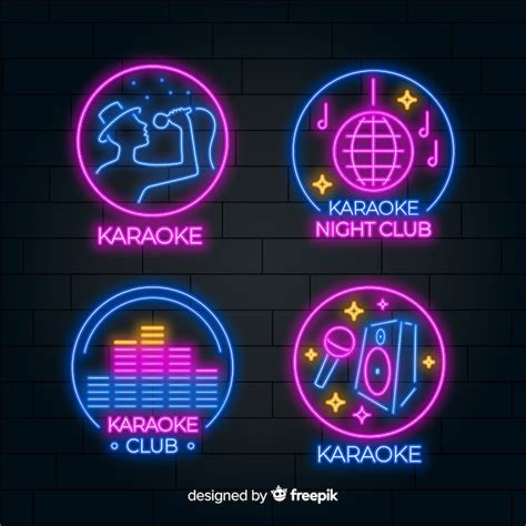 Free Vector Hand Drawn Karaoke Neon Light Collection