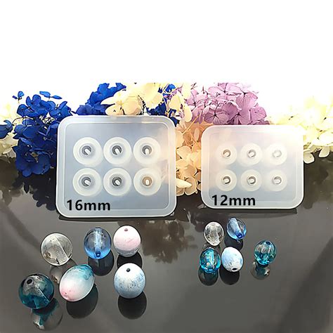 2pcs Sphere Silicone Bead Molds With Holes Necklace Epoxy Mold For Resin Jewelry Polymer Clay