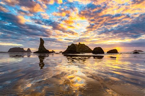 Bandon Beach Fall Sunset Oregon Usa By Steve Giardini