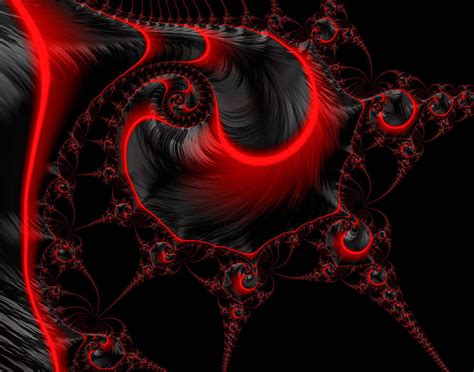 Glowing Red And Black Abstract Fractal Art Digital Art By Matthias
