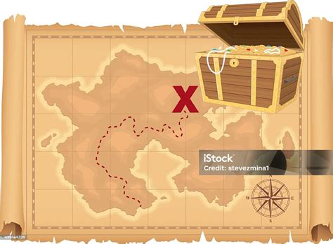 Treasure Map And Treasure Stock Illustration Download Image Now