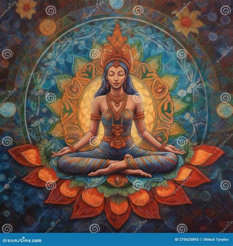 Yoga Symbolic Illustration In Diverse Colors Stock Illustration