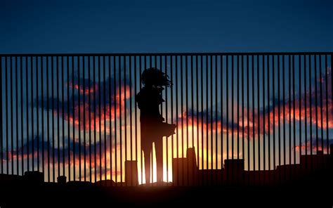 3840x2400 Anime Girl Watching Sunset Fence 4k 4k Hd 4k Wallpapers
