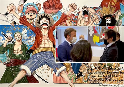 Le Président Macron Reçoit Un Cadeau Deiichiro Oda One Piece Et